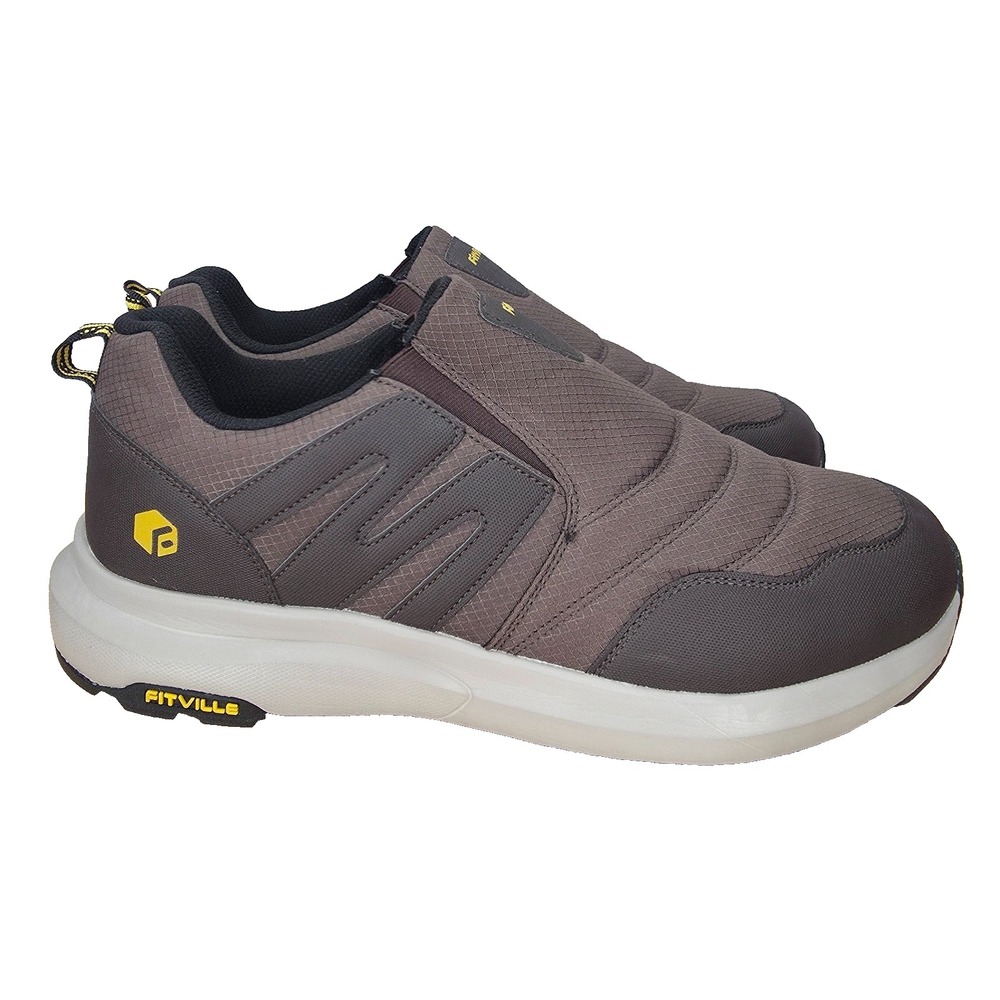Fitville Explorer Outdoor Slip On Sneakers Mens 14 Extra Wide Brown Trail Hiking